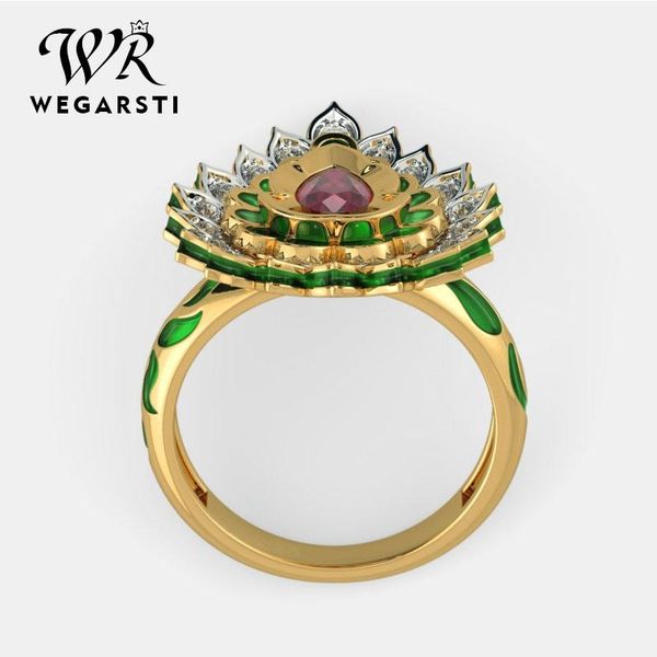 

cluster rings wegarsti 925 silver jewelry gold for women anniversary circle fire ring size 6-10 wholesale fine jewlery gifts, Golden;silver