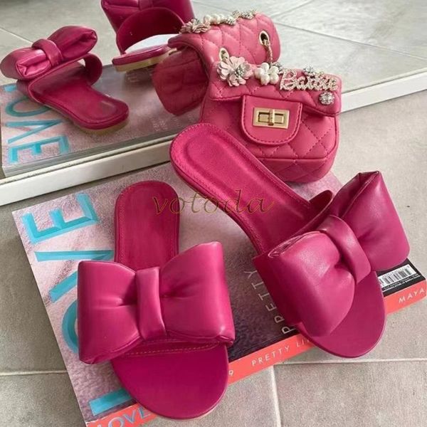 

summer women beach sandals cute bow flat slippers female outdoor fashion butterfly-knot slides ladies soft flip flop shoes, Black