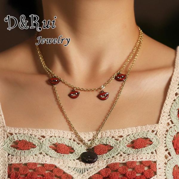

chains design halloween necklace jewelry fashion double chain lips pumpkin pendants for women 2021 trendy partying gifts, Silver