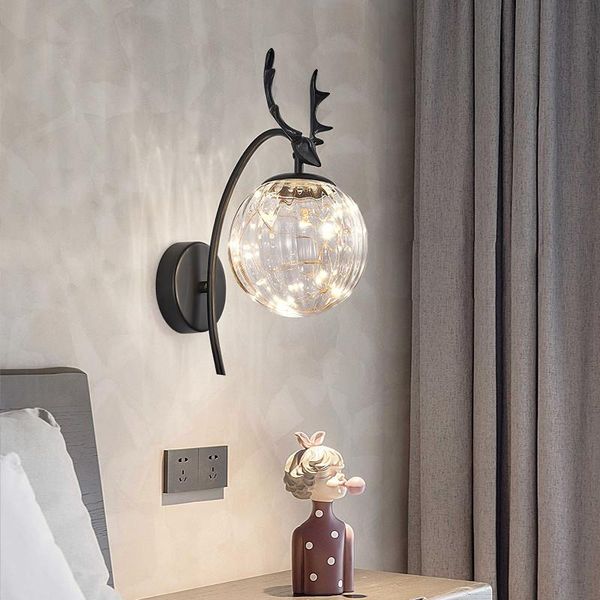 

led wall lamp antlers gold glass decor for home bedroom living room surface mounted sofa background sconce lighting fixture
