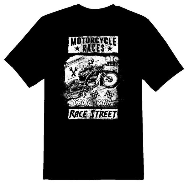 

motorcycle races california vintage street racing black or white tee, White;black