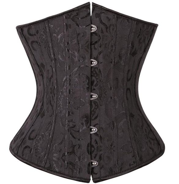 

women's shapers 24 steel boned corset waist trainer jacquard floral bustier underbust gothic gorset front busk korse plus size 6xl cors, Black;white