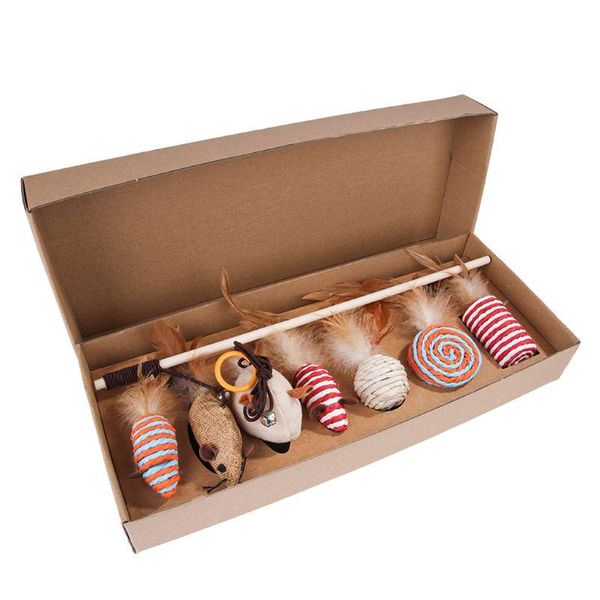 

cat toys pet interactive wand toy kitten sisal feather fun mouse collection