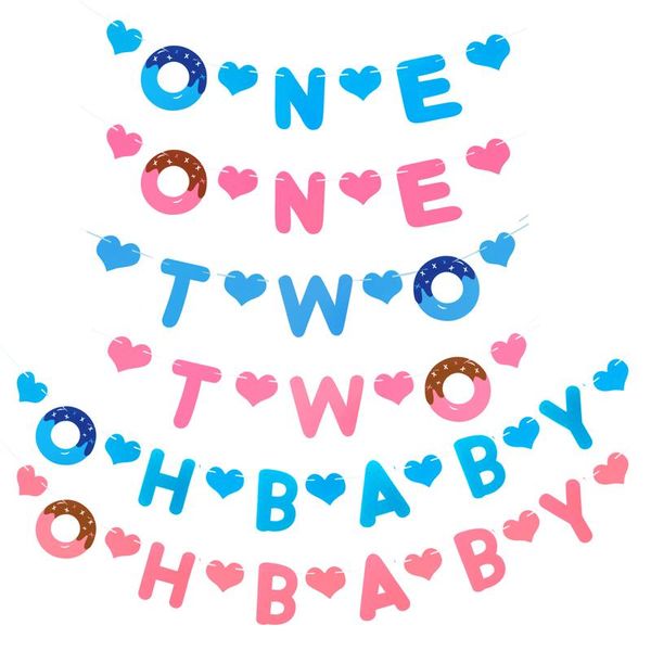 

party decoration 1pc nonwovens diy happy first birthday 2 years old oh baby banner flag boys girls gender reveal shower decor