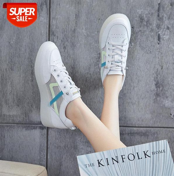 

mesh small white shoes women's leather casual thick-soled increased sneakers breathable net red lazy single #rl9x