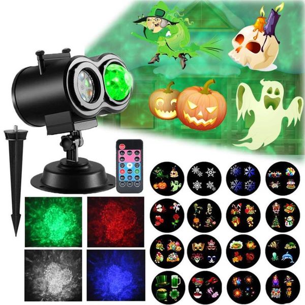 

effects thrisdar double head 16 slide snowflakes christmas laser projector lamp outdoor ocean waves ripple led stage