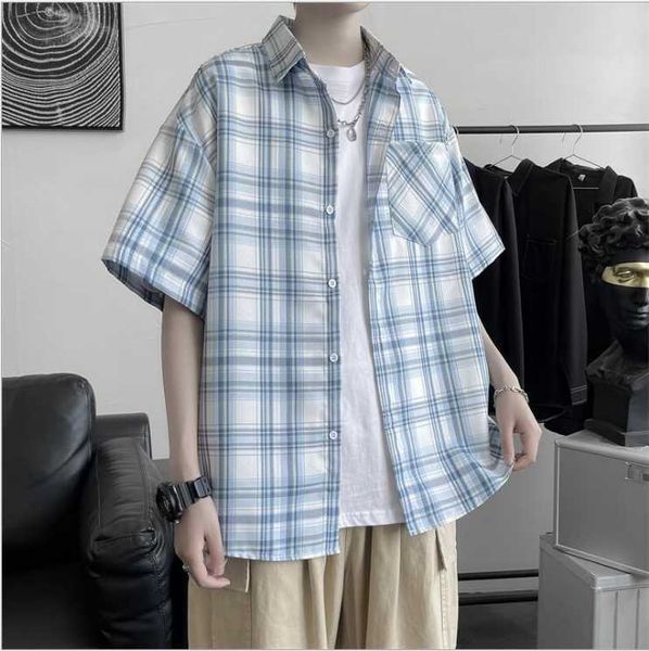 

men's casual shirts 2021 summer shirt short sleeve retro hong kong port wind brand 17, White;black