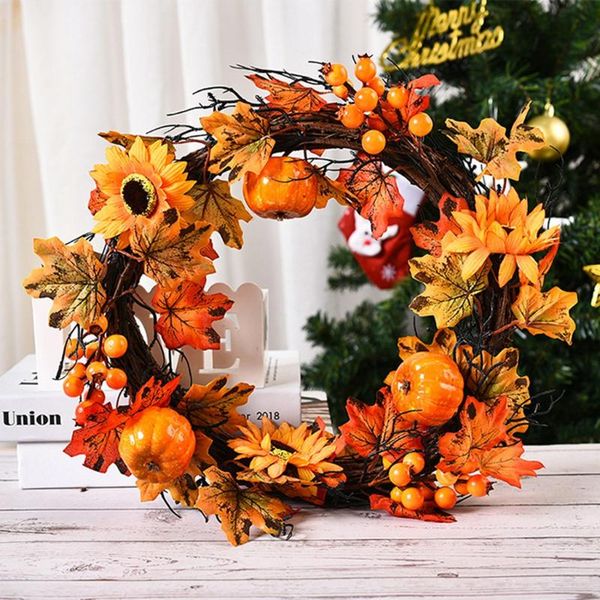 

thanksgiving mistletoe wreaths autumn berry artificial plants garland front door wreath garlands pendant 2pcs decorative flowers &