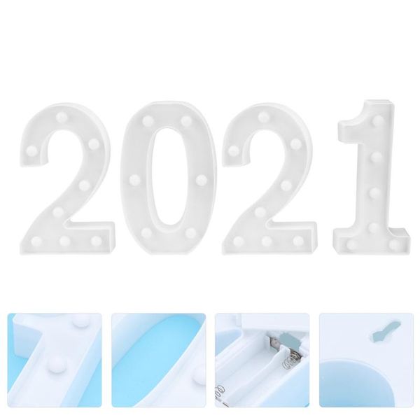 

novelty items 4pcs 2021 led lamp year night light decor party number (white)
