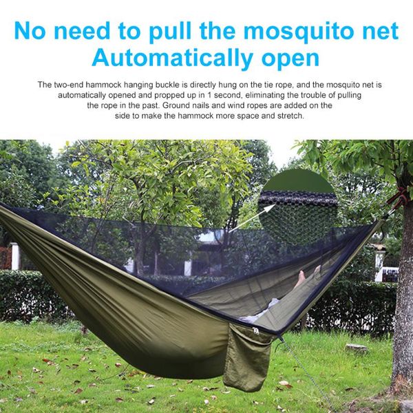 

1-2 person portable outdoor camping hammock with mosquito net high strength parachute fabric hanging bed hunting sleeping swing camp furnitu