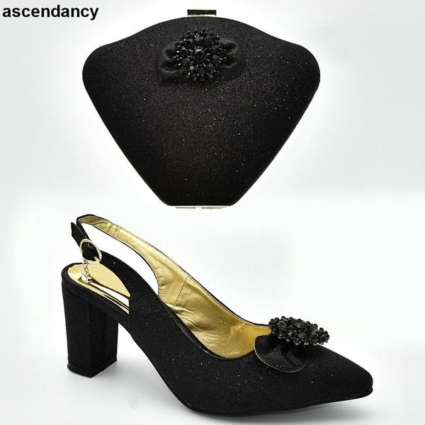 

dress shoes arrival african matching and bags italian in women nigerian wedding bag set decorated with rhinestone, Black