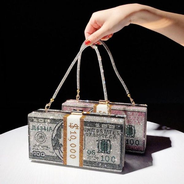 

waist bags 2021 euro us dollar diamond hand bag dinner women's messenger party