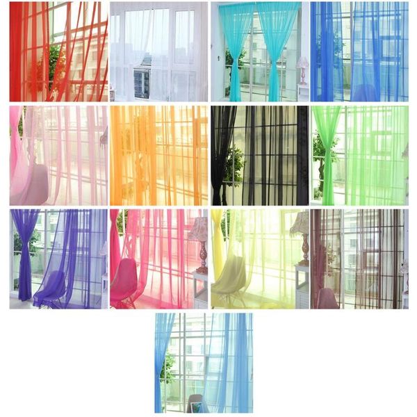 

curtain & drapes fashion simple solid colors tulle door window washable drape panel sheer scarf valances translucent design