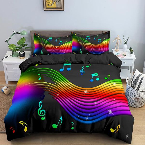 

bedding sets musical note duvet cover set bed rainbow home textile bedclothes soft /king size for kids