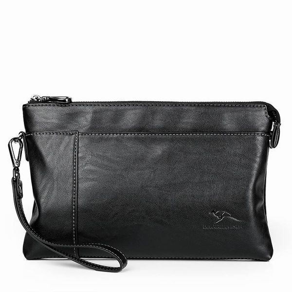 

wallets men's wallet men long purse male clutch bag pu leather zipper business envelope coin, Red;black
