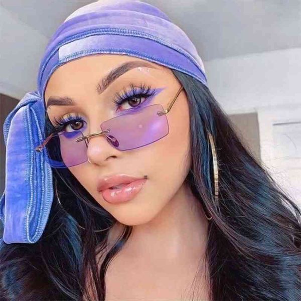 

Lila frameless retro sunglasses 2021 Men brand designer square Sun glasses UV400 Ocean lens Shades Fashion glasses Glasses wholesale, Silver