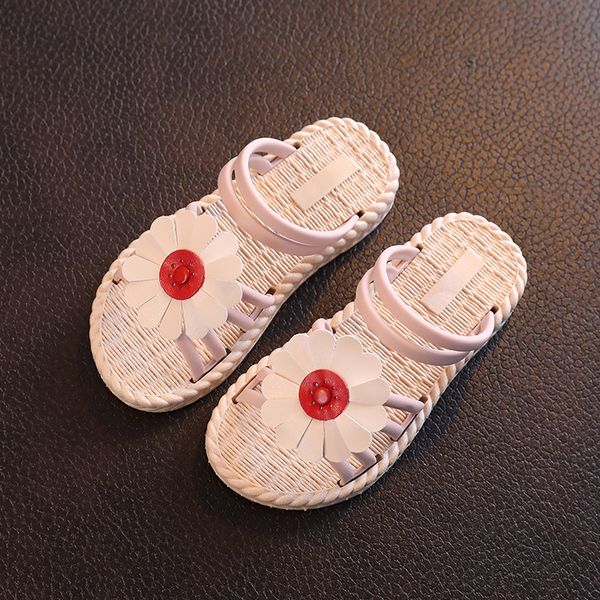 

childrens slippers summer 2021 girls antiskid beach sandals soft bottom girls sandals, Black;red