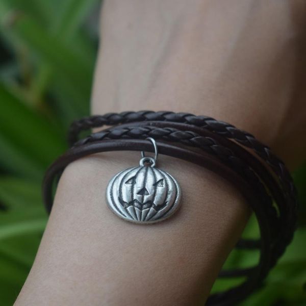 

link, chain gothic pumpkin face bracelet halloween ghost jewelry party gifts, Black