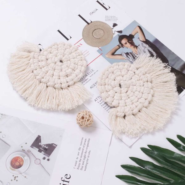 

hand woven cotton thread tassel meal mat hanfeng fragrant small b & model room decorative