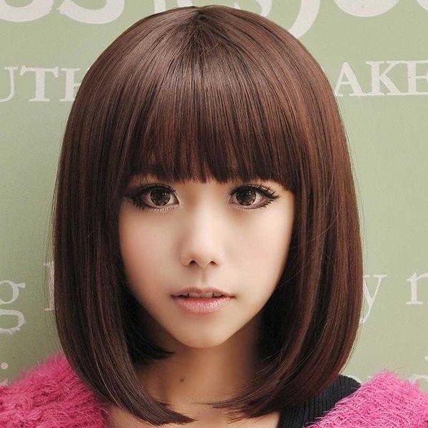 

long bobo straight short wig female ffy face trimming cos, Black
