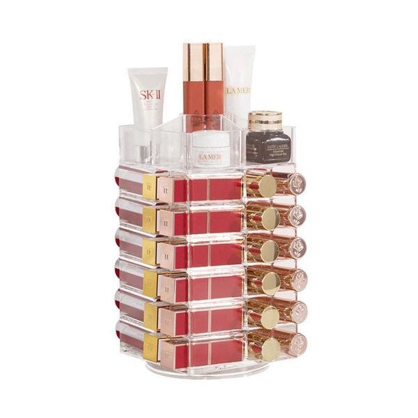

acrylic makeup organizer storage box 360 degree rotating lipstick holder jewelry lip gloss display boxes shelf & bins