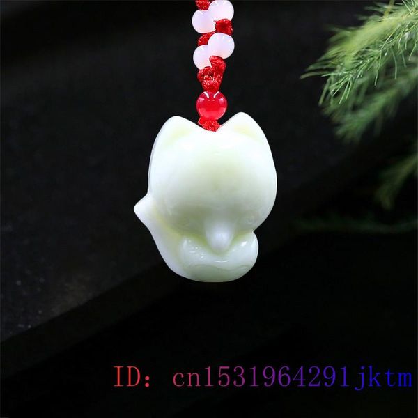 Jade Fox Anhänger Weiß Schmuck Halskette Charme Amulett Mode Geschenke Geschnitzte Chinesische Frauen Accessoires Natürliches Edelstein