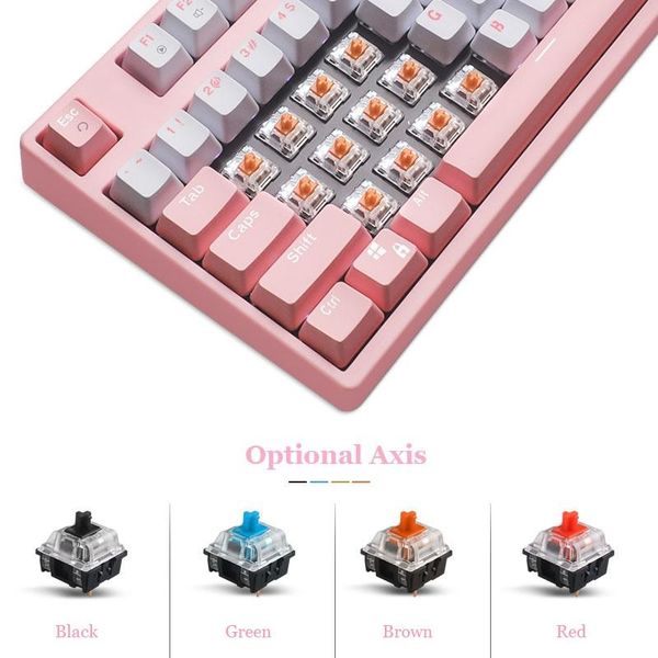 

87/108 keys gaming mechanical keyboard with blue red/black/brown axis switch white backlit for gamer keyboards