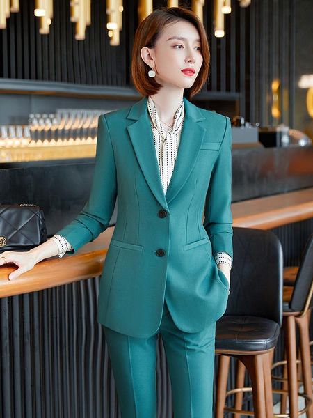 

women's two piece pants fabric formal uniform designs pantsuits with and jackets coat women professional business work blazers, White