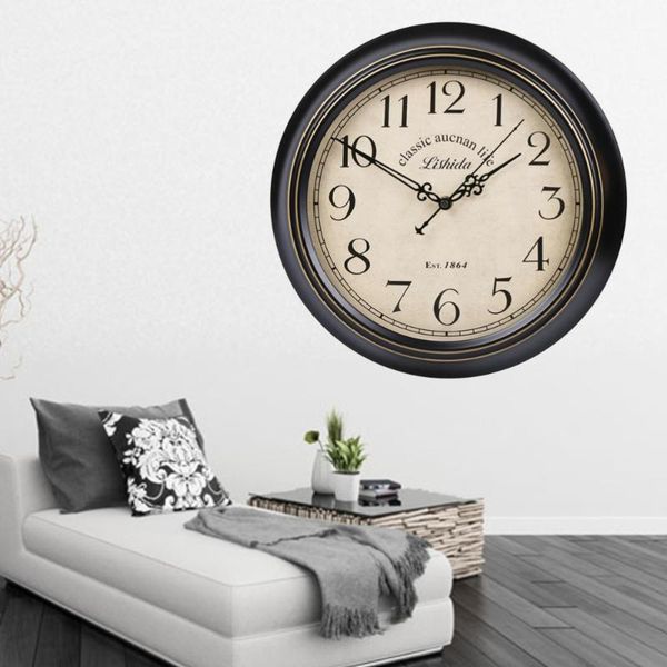 

1pc retro wall hanging clock 12 inch silent living room without battery clocks