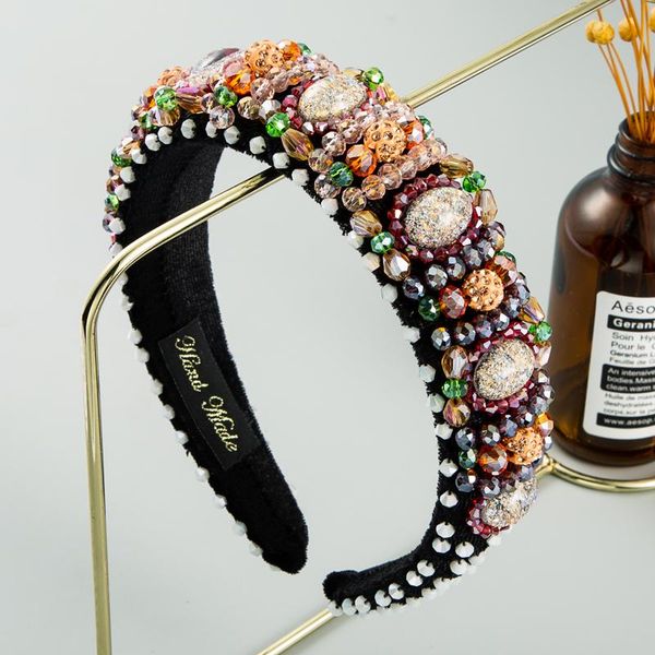 

hair clips & barrettes retro baroque crystal headband women elegant handmade colorful beads wide brimmed band women's party classic hea, Golden;silver