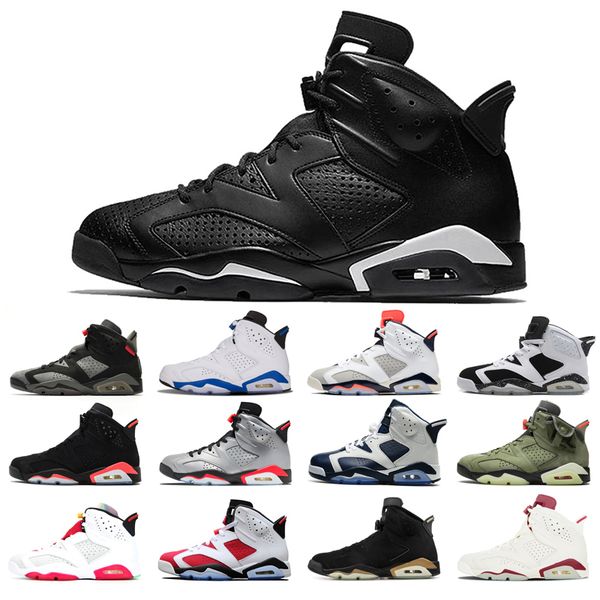 

man's basketball shoes 6s high cut alternate angry bull black cat infrared carmine hare marron olympic oreo sport blue white infared ti