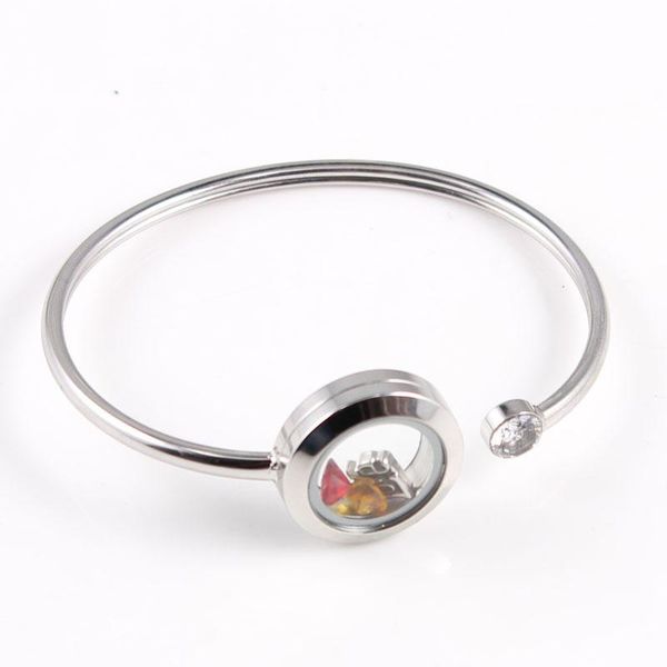 

bangle arrive twist screw stainless steel floating locket bangles 20/25/30mm memory open cuff bracelets for women, Black