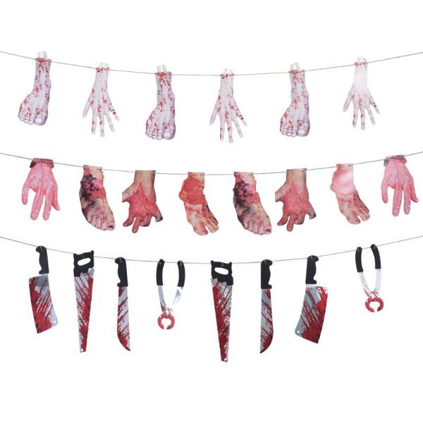 

party masks 3 sets halloween artificial cutter garland plastic blood body banner supplies for decoration