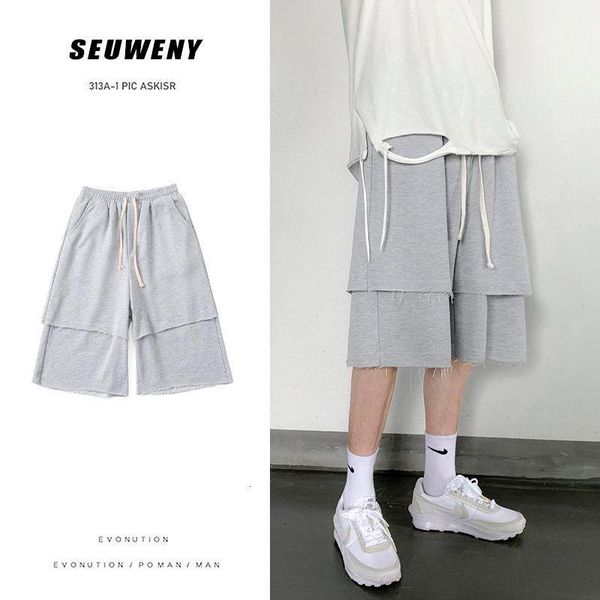 

hybskr summer men's solid color shorts 2021 fashion hip hop korean streetwear male casual oversize, White;black