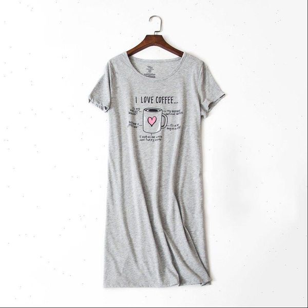 

summer casual cartoon loosen womens sleepwears nighty dress 100% cotton nightgown short sleeve round collar sleepshirt, Black;red