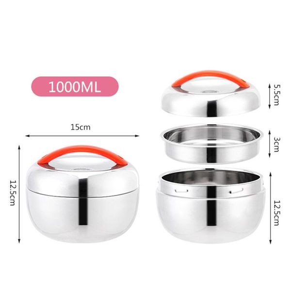 

dinnerware sets 2-layer lunch box with cover stainless steel fruit round container storage kitchen and organization