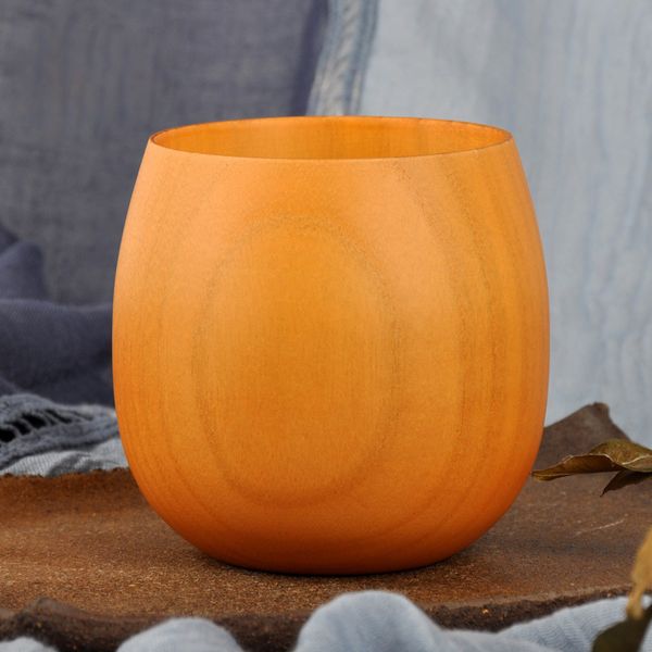 

creative round wooden tea cups solid wood coffee milk cup kitchen water teacup