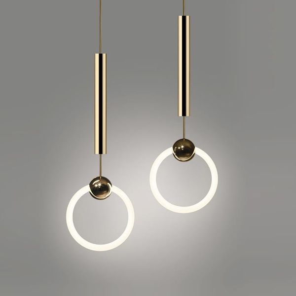 

pendant lamps post modern led lights round ring circle lamp home for living room lighting indoor gold lustre fixture
