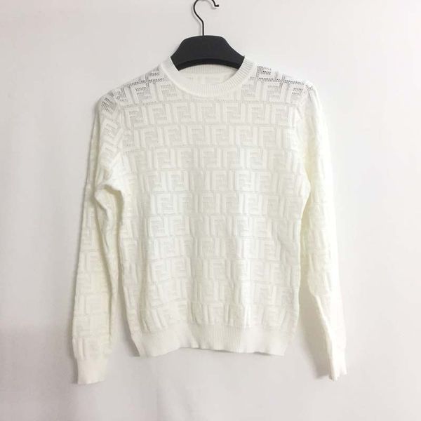 

knitwear double letter hollowed out 2021 spring and summer new white loose versatile women's sweater trend, White;black
