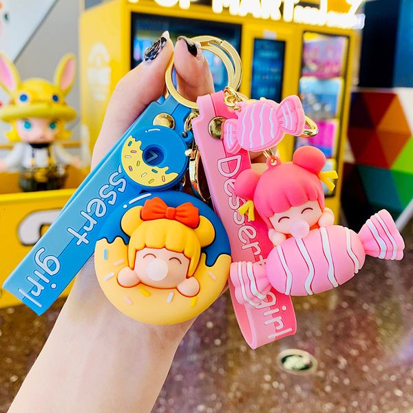

keyring keychain cute, sweet and exquisite dessert bubble girl car key ring small pendant book bag couple i accessories, Silver