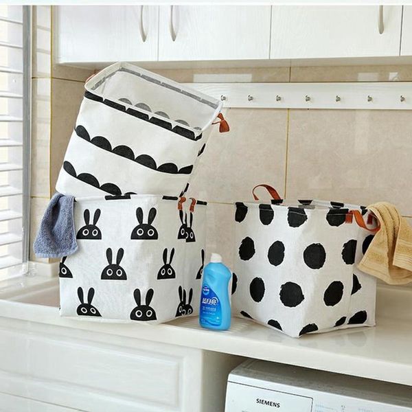 

laundry storage & organization luanqi 1pc 33x35cm deskbox sundries underwear toy basket black white cartoon office stationery bag