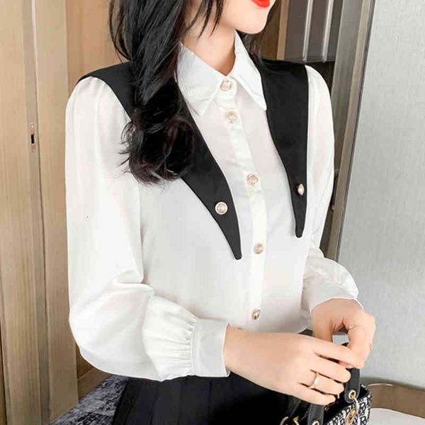 

sweaters han queen spring autumn simple loose design office lady blouse female shirt long sleeve casual korean ol chic blouses women, White;black