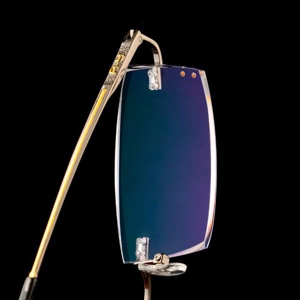 

fashion sunglasses frames diamond cut myopia glasses pure titanium men without frame cutting gradual discoloration, Black