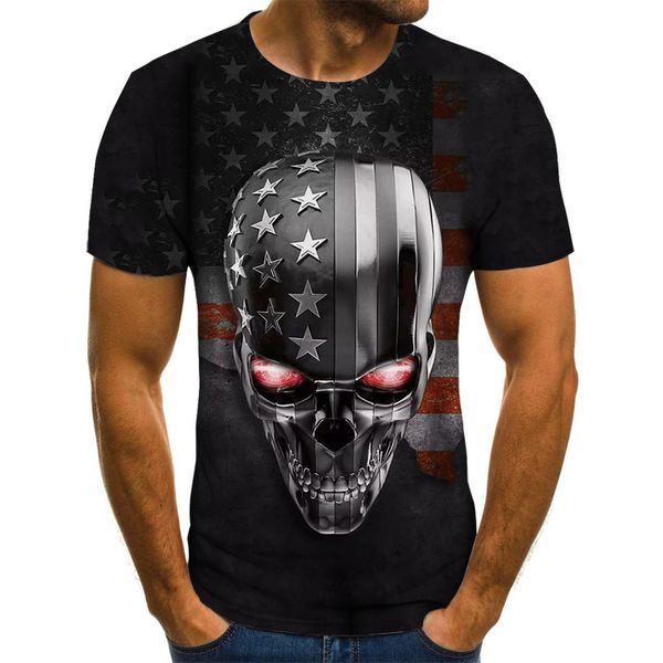 

punk men's t-shirt men's grim reaper 3dt-shirts skull pattern t-shirts o-neck large size streetwear summer popular fashion, White;black