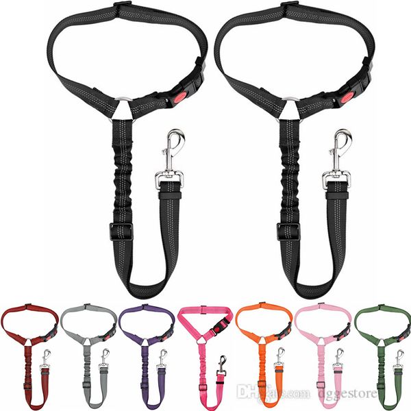 

Dog Seat Belt Leashes Pet Car Seatbelt Headrest Restraint Adjustable Puppy Safety Seats Belts Reflective Elastic Bungee Connect Dogs