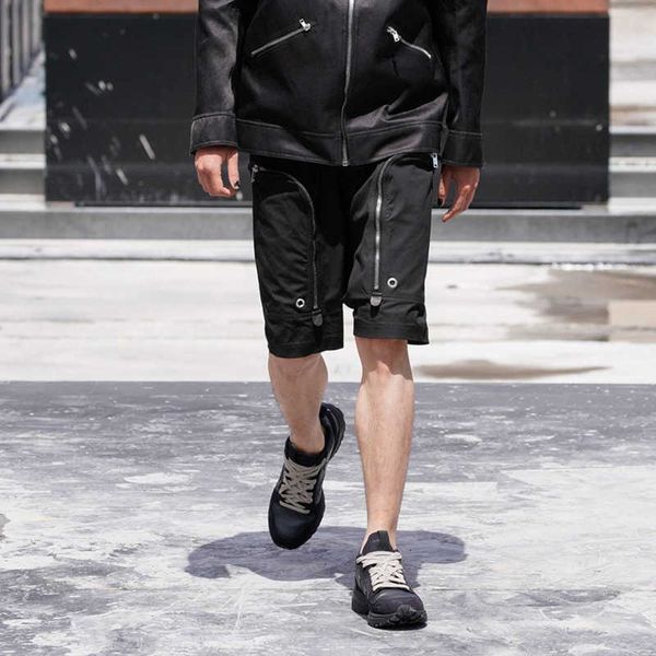 

fashion outlet avant-garde dark show zipper pocket tooling shorts men's ro niche low crotch baggy pants capris 2ikw ng34, White;black