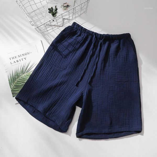 

summer shorts sleep bottoms men fresh soft 100% crepe cotton home for pajamas pants fashion plus size men's sleepwear, Black;brown