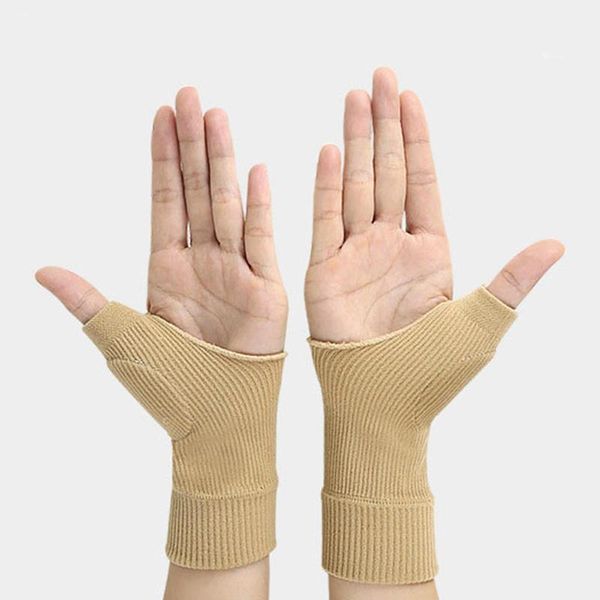 

pair winter solid color fingerless gloves sports compression fitness training hand wrist warmer mittens support, Black;red