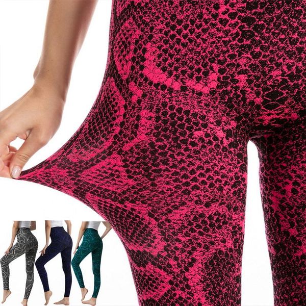 

women's leggings uefezo women snake printed breathable skinny leggins 2021 fitness sports quick drying high waist gym clothing, Black
