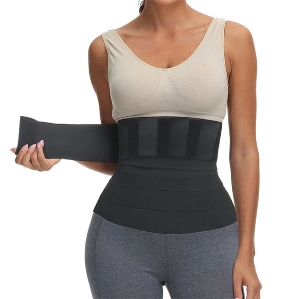 

waist trainer snatch bandage tummy wrap trimmer belt slimming body shaper plus size sweat belly band comparison 211220, Black;white